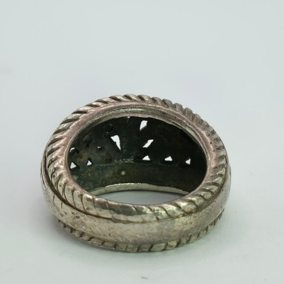 Vintage Sterling Silver 925 Ornate Engraved Dome Band Ring Size 8 - Picture 8 of 9
